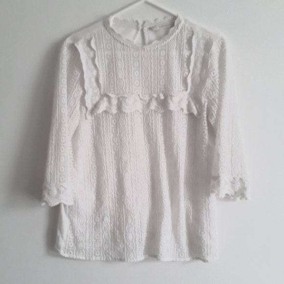Zara Tops - Retro Victorian-style light cotton and lace blouse